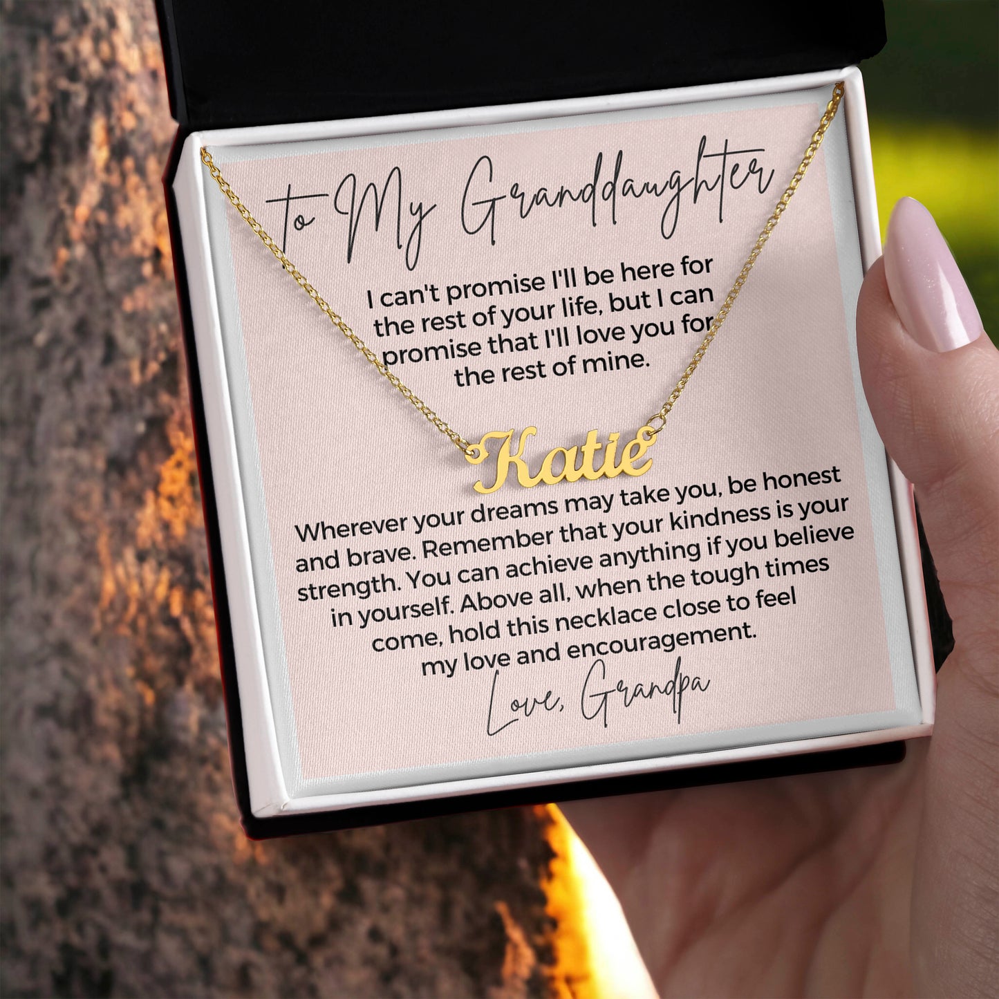 Personalized Granddaughter Gift From Grandpa | My Promise Name Necklace 0690NNT4