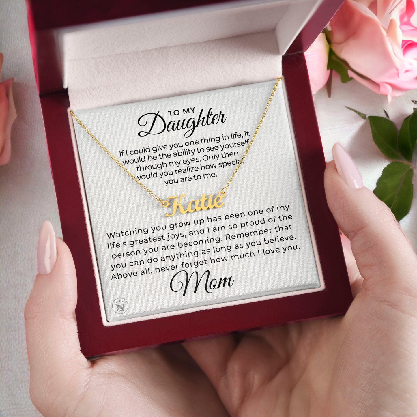 Personalized Daughter Gift From Mom | Believe Name Necklace 0576NNT5