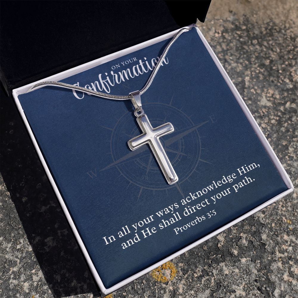 Confirmation Gift For Boy | Your Path Cross Necklace 0797T1SSCN