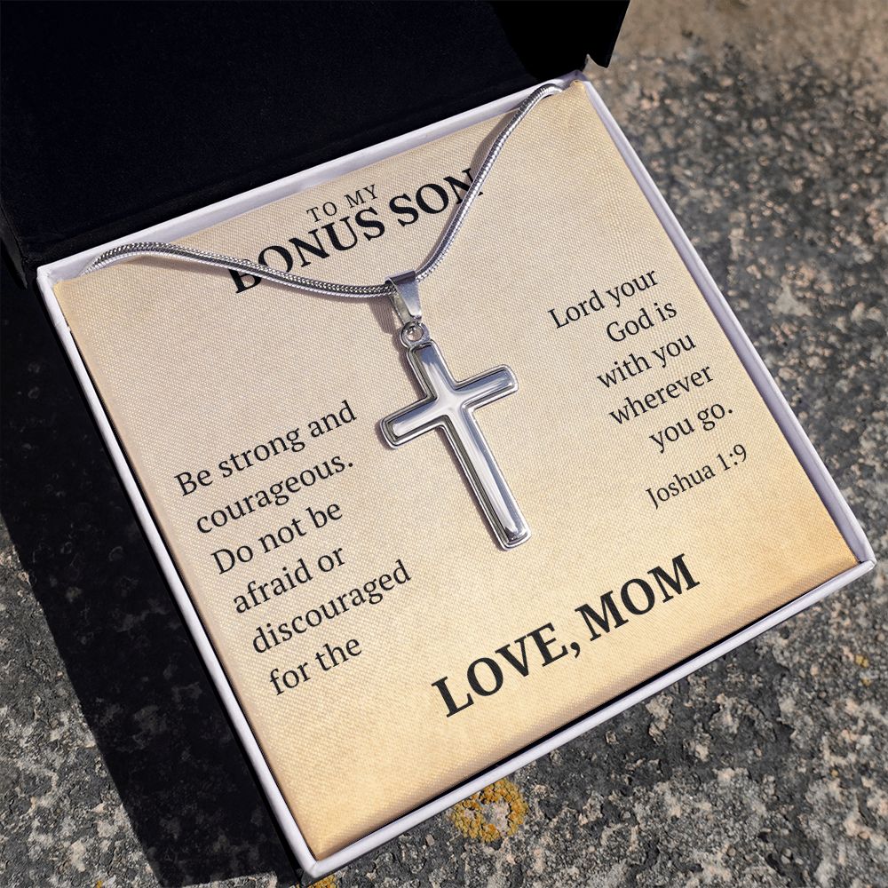 Christian Gift For Him - Bonus Son | Be Strong Cross Necklace 0826T3SSCN