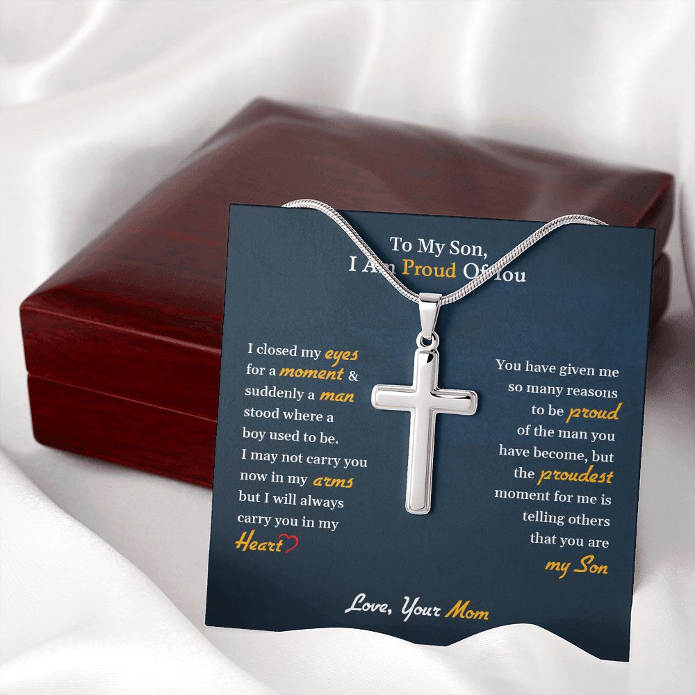 My Son | I am proud of you - Stainless Steel Cross Necklace