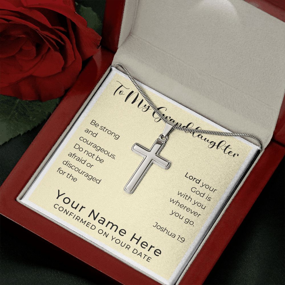 Personalized Confirmation Gift for Girl - Granddaughter | Cross Stainless Steel Necklace 0821T2SSCN