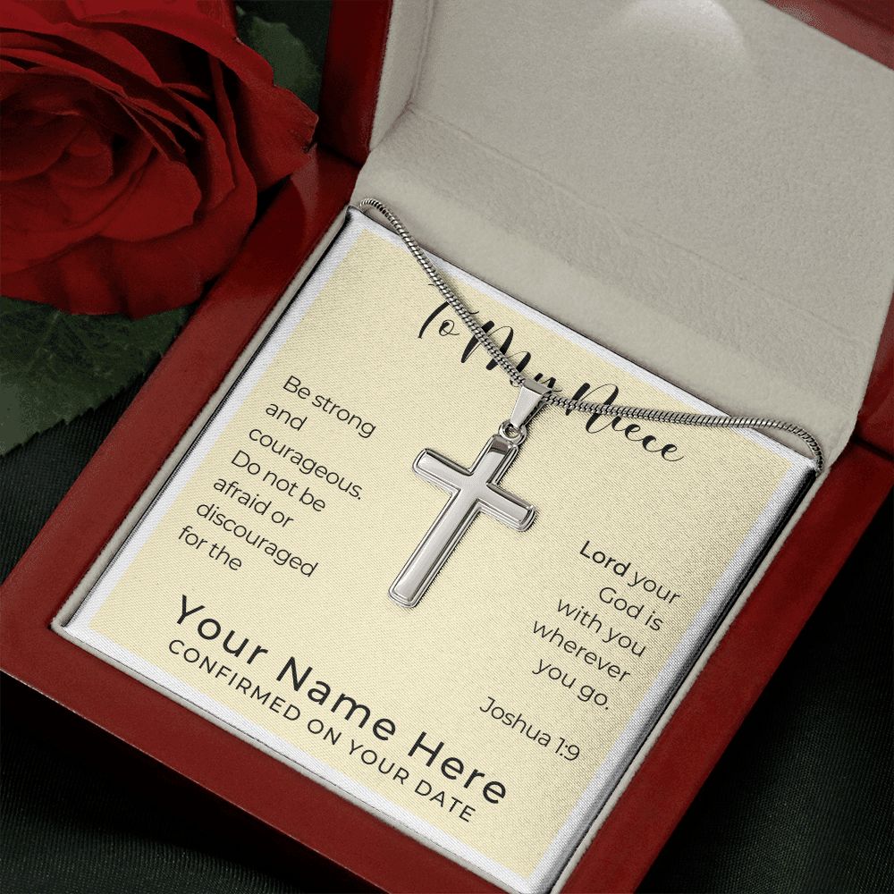 Personalized Confirmation Gift for Girl - Niece | Cross Stainless Steel Necklace 0824t2SSCN