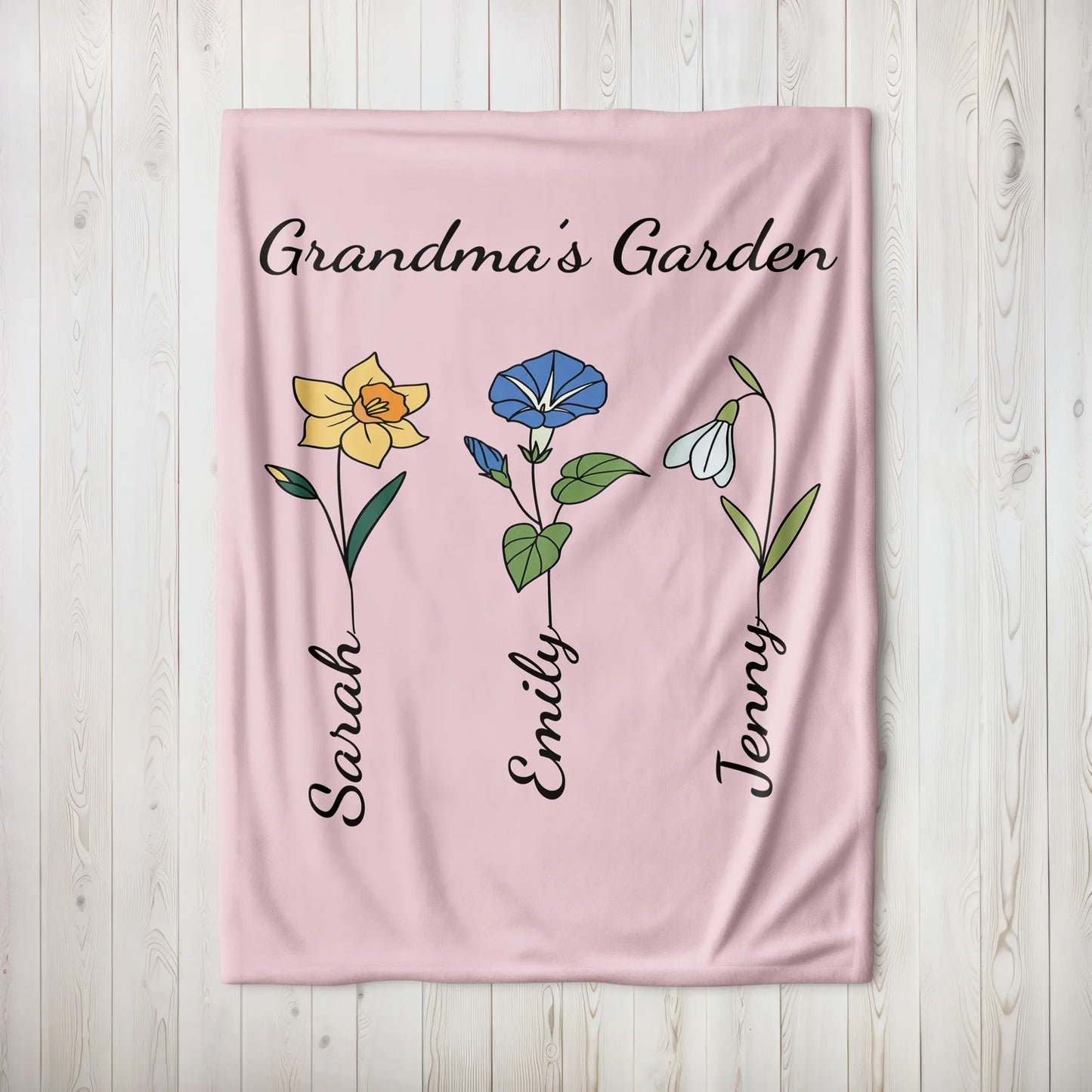 Personalized Gift | Custom Blanket For Grandmother | Grandma's Garden BL-08