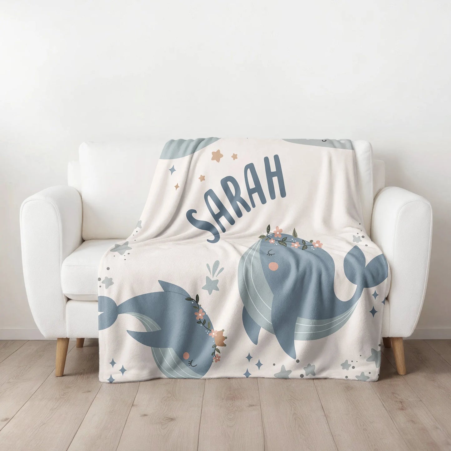 Personalized Gift | Custom Name Blanket For Kids | Magical Whale BL-19