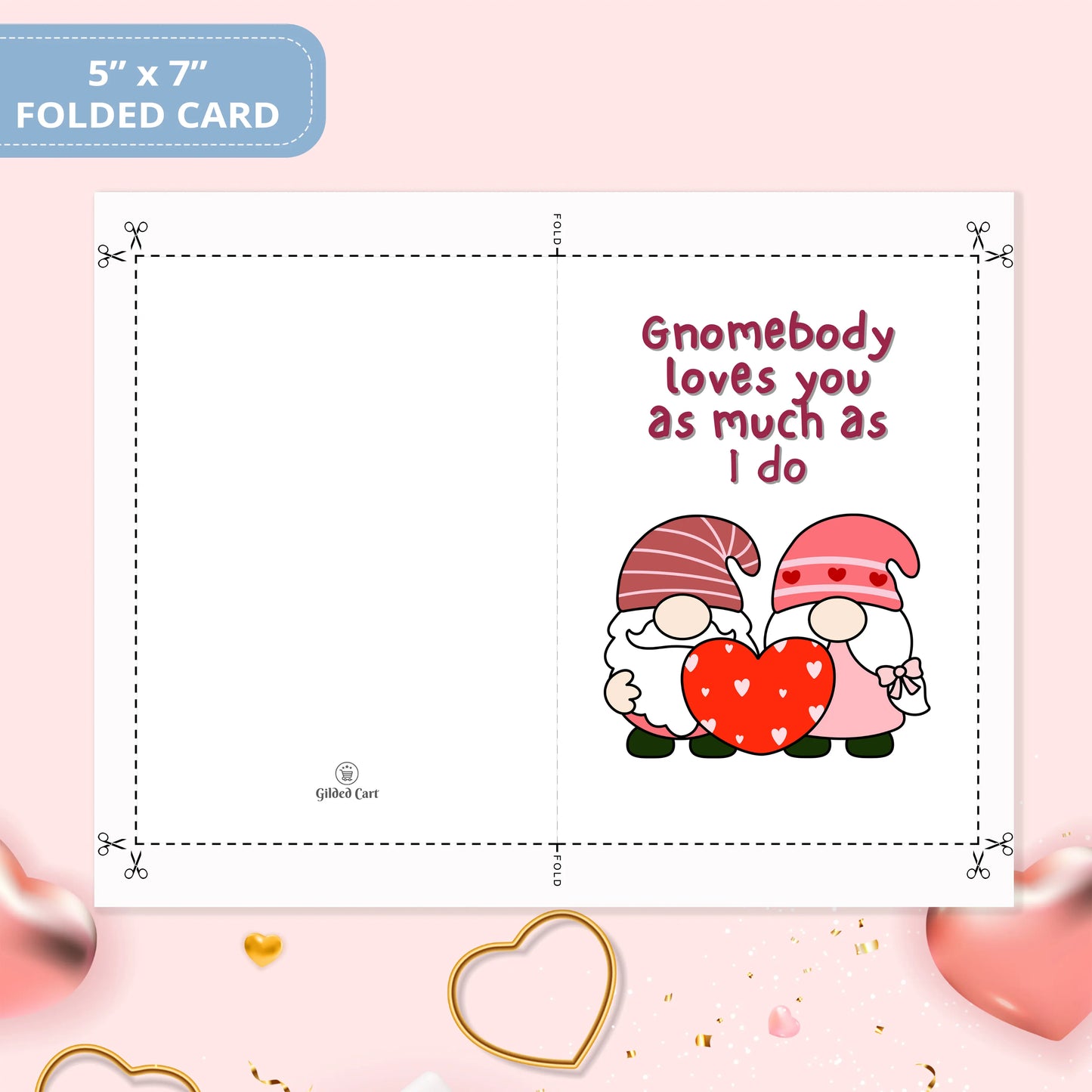 Valentines Card Printable Digital Download  | Gnomebody Loves You As Much As I Do 40