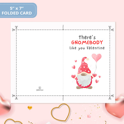 Valentines Card Printable Digital Download  | There's Gnomebody Like You Valentine 42