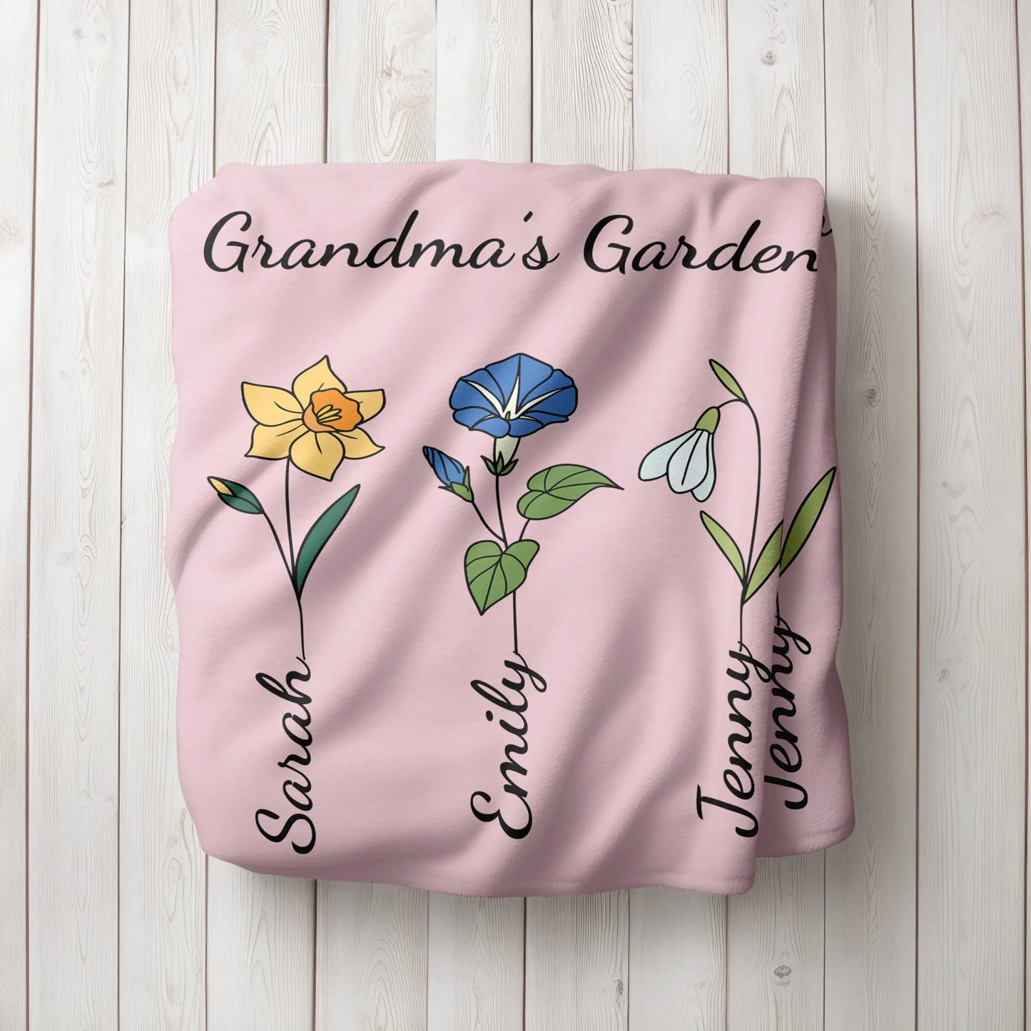 Personalized Gift | Custom Blanket For Grandmother | Grandma's Garden BL-08