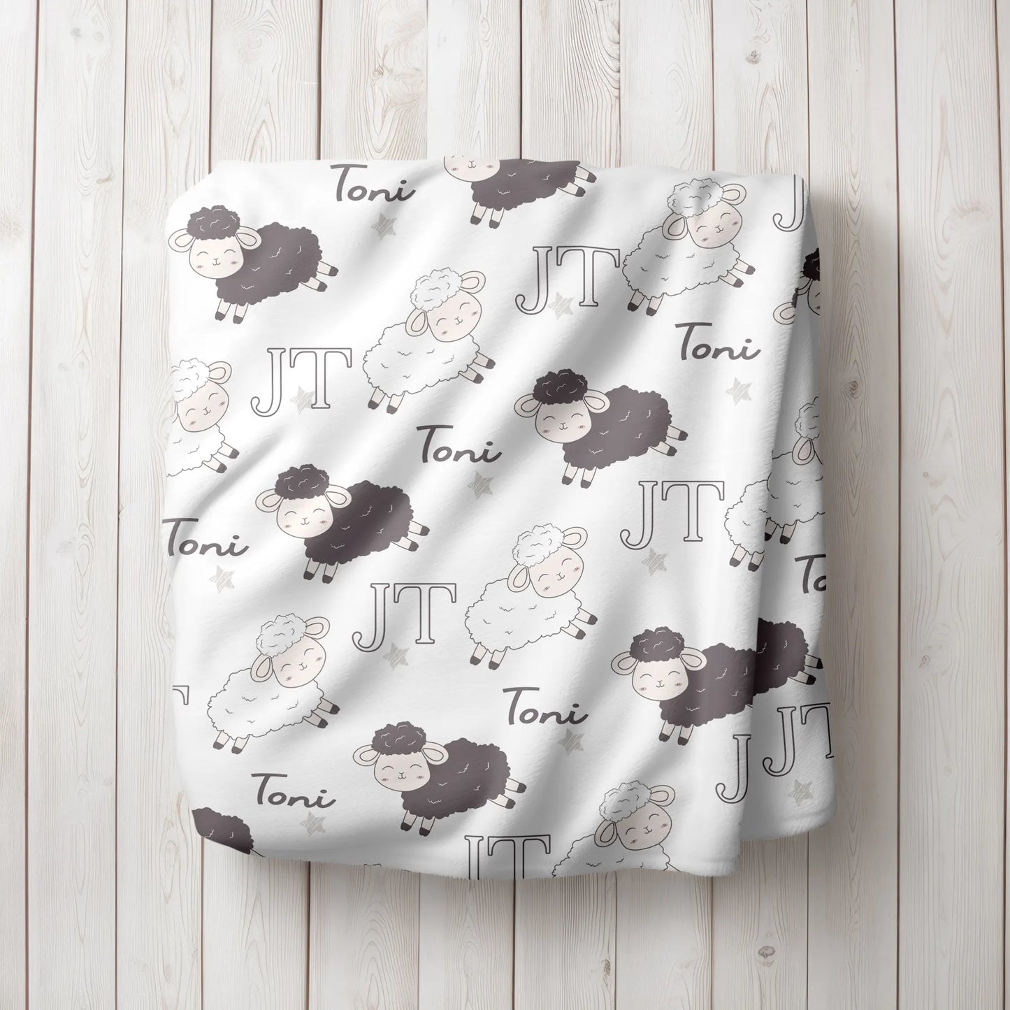 Personalized Gift | Custom Name Blanket For Kids | Happy Sheep BL-17