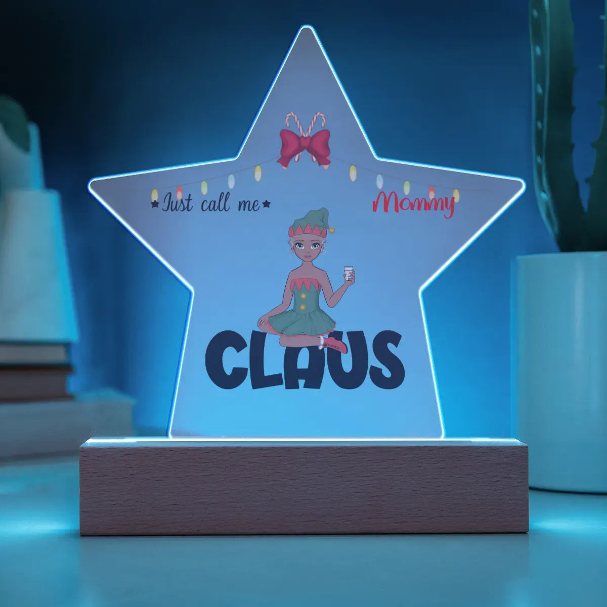 Personalized Gift | Custom Acrylic Star Plaque | Santa Claus Mom Grandma Aunt