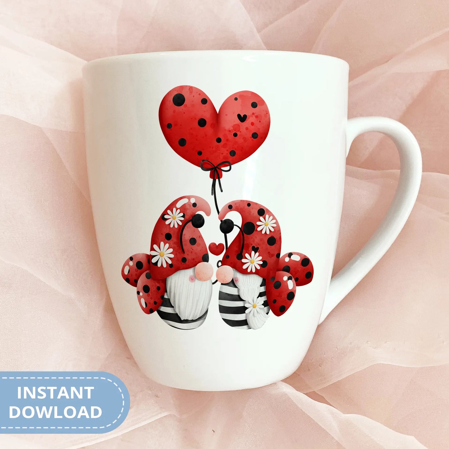 Valentines Printable Digital Download  | Lady Bug Gnome Clipart PNG 48