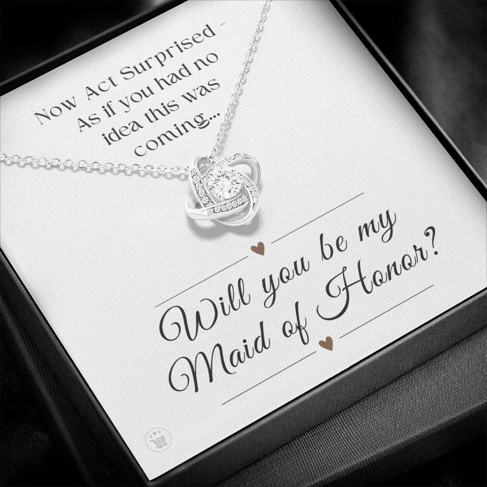 Will You Be My Maid Of Honor White Gold Necklace Gift 0852LT2