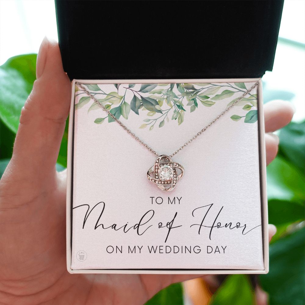 Maid of Honor Gift |  White Gold Necklace 0853LT1