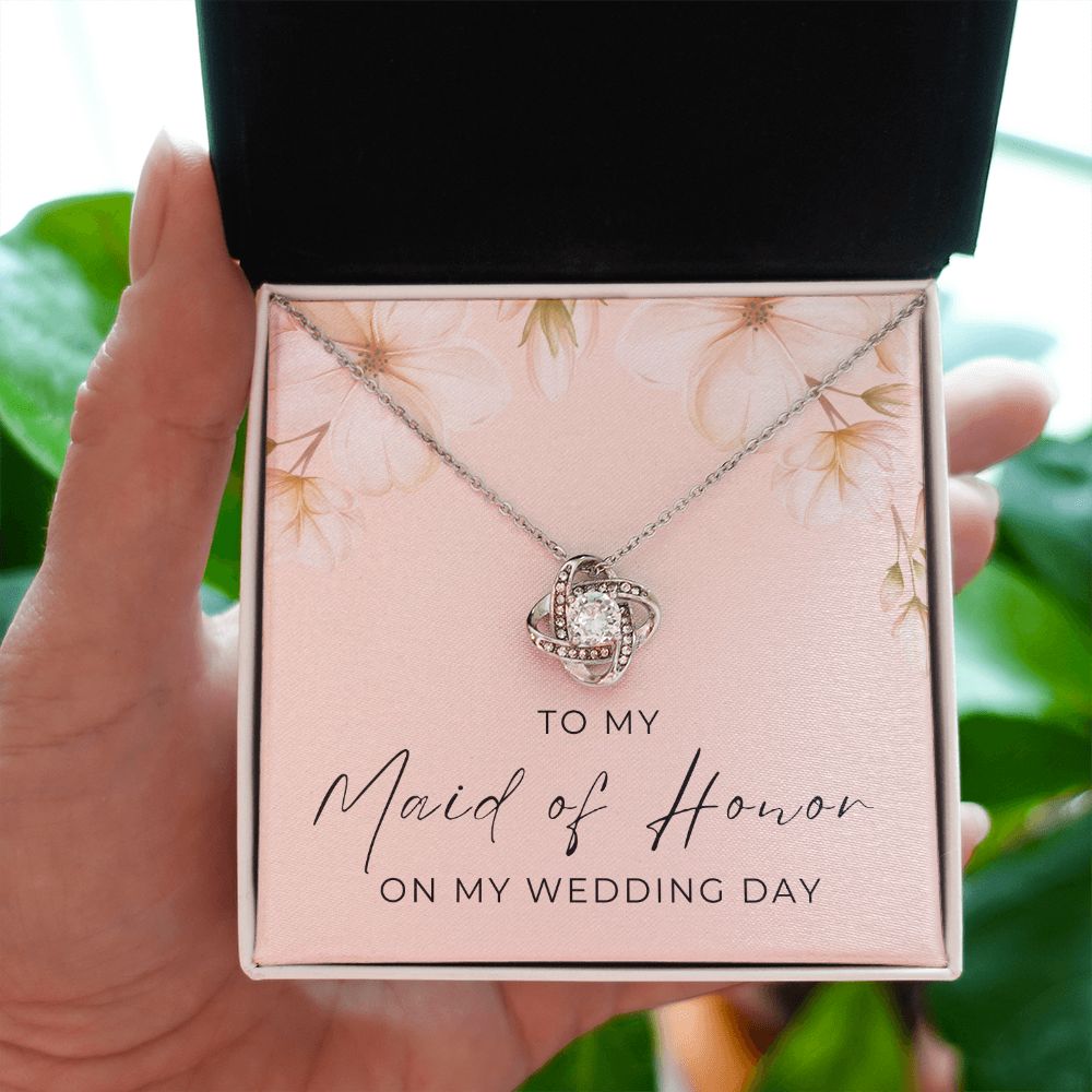 Maid of Honor Gift |  White Gold Necklace 0853LT2