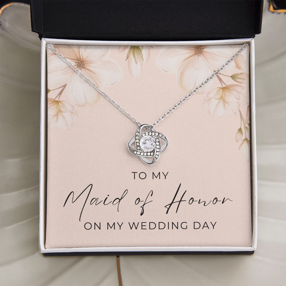 Maid of Honor Gift |  White Gold Necklace 0853LT2