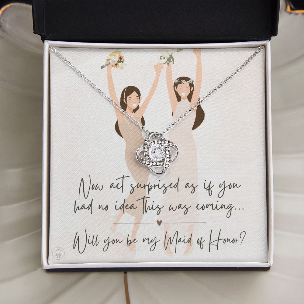 Will You Be My Maid Of Honor White Gold Necklace Gift 0852LT6