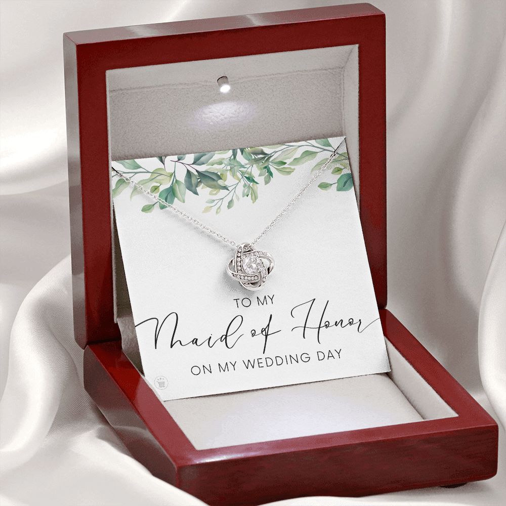 Maid of Honor Gift |  White Gold Necklace 0853LT1