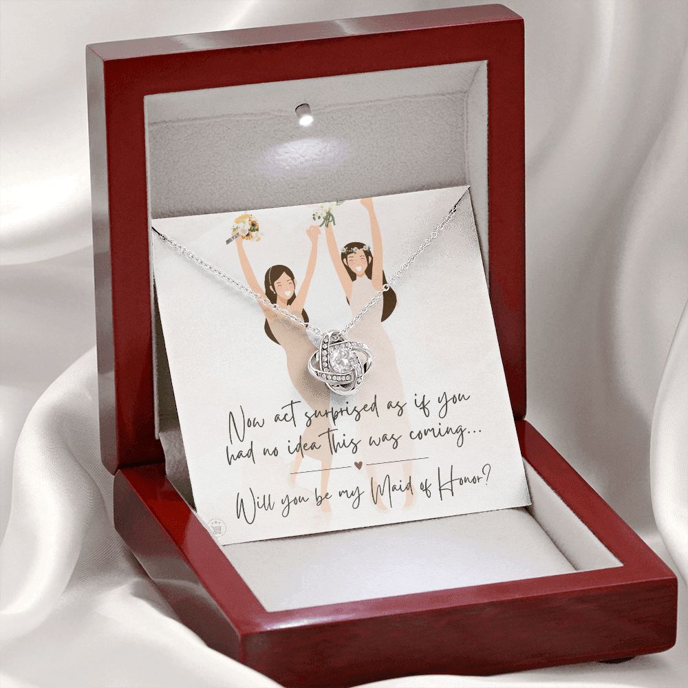 Will You Be My Maid Of Honor White Gold Necklace Gift 0852LT6