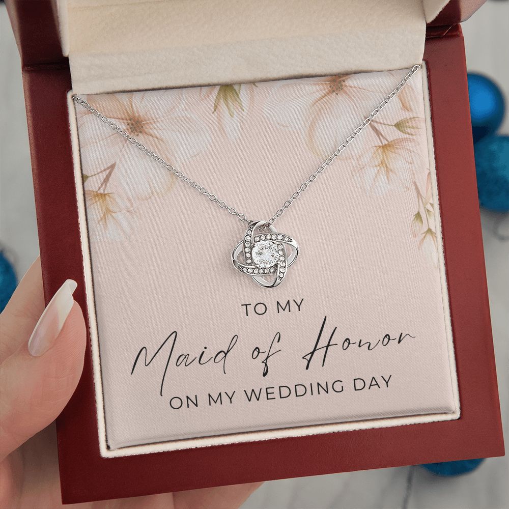 Maid of Honor Gift |  White Gold Necklace 0853LT2