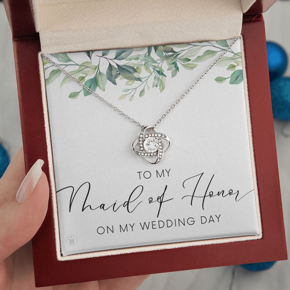 Maid of Honor Gift |  White Gold Necklace 0853LT1