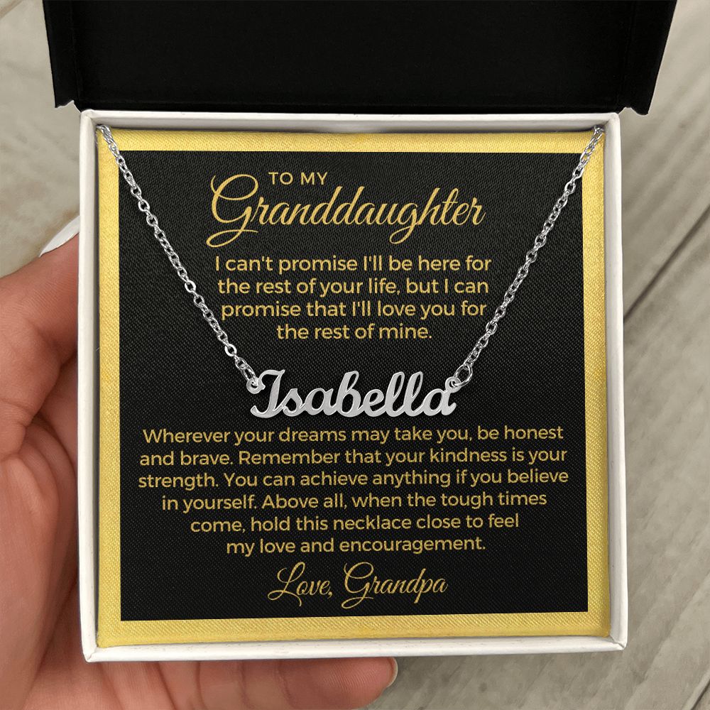 Personalized Granddaughter Gift From Grandpa  | My Promise Name Necklace 0690NNT15