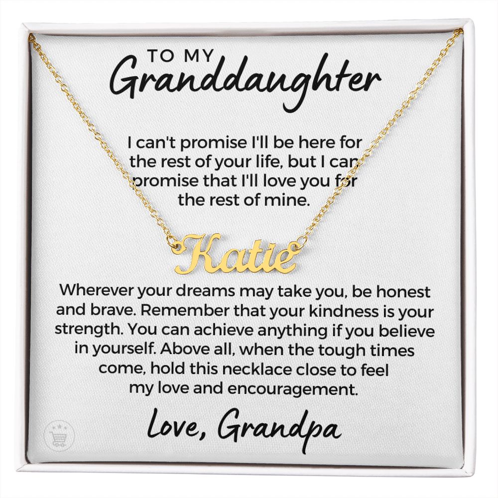 Personalized Granddaughter Gift From Grandpa  | My Promise Name Necklace 0690NNT20