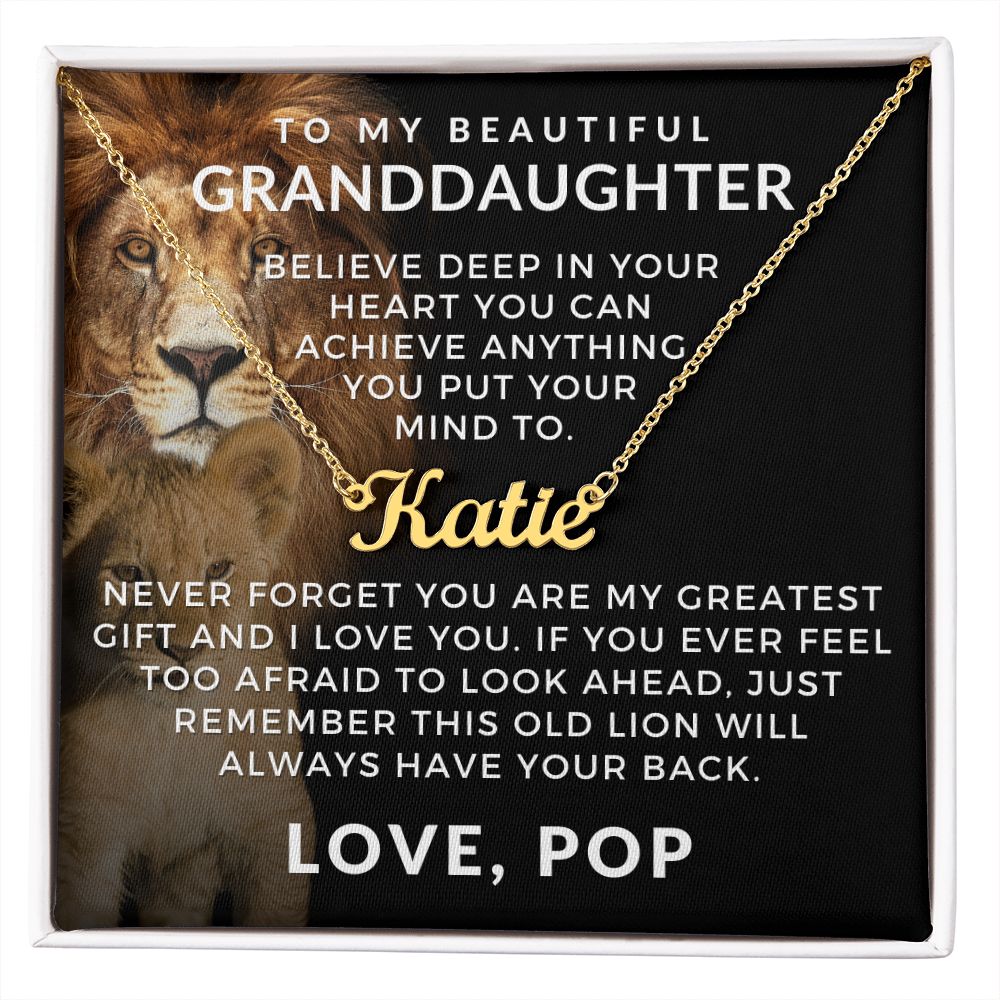 Personalized Granddaughter Gift From Pop | Greatest Gift Name Necklace 0728NNT1