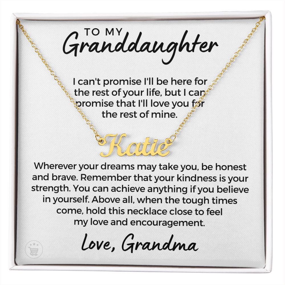 Personalized Granddaughter Gift From Grandma | My Promise Name Necklace  0546NNT2