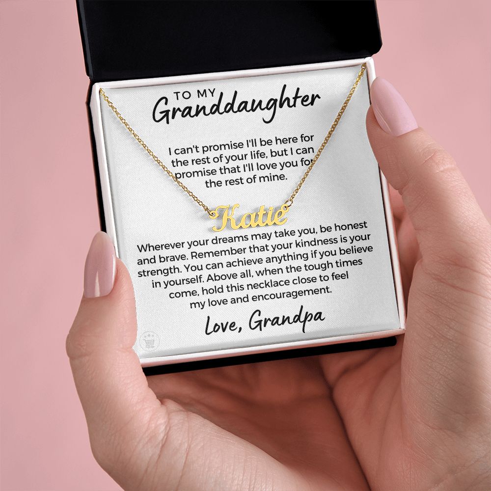 Personalized Granddaughter Gift From Grandpa  | My Promise Name Necklace 0690NNT20