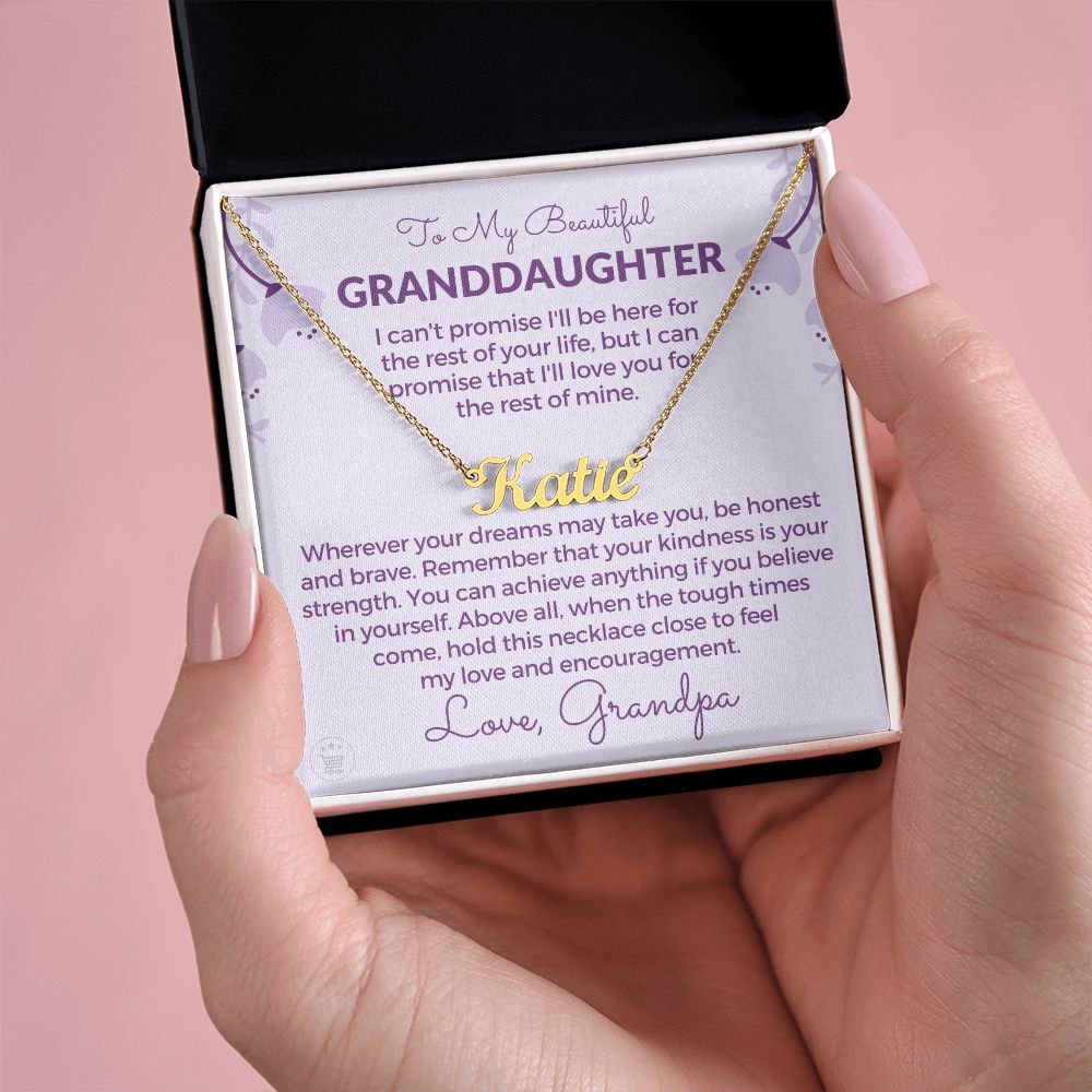 Personalized Granddaughter Gift From Grandpa  | My Promise Name Necklace 0690NNT7