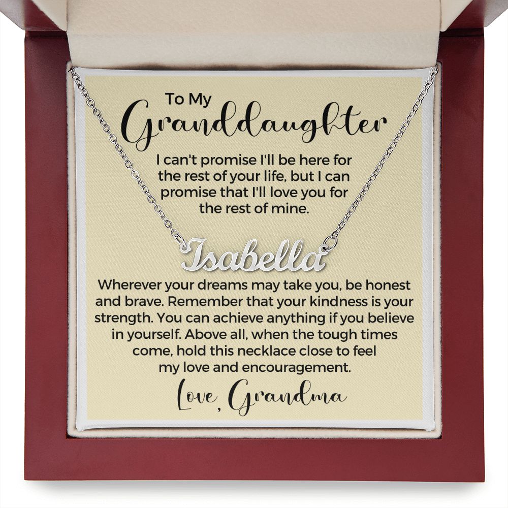 Personalized Granddaughter Gift From Grandma | My Promise Name Necklace  0546NNT16