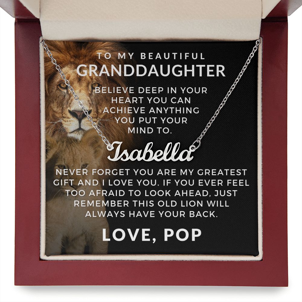 Personalized Granddaughter Gift From Pop | Greatest Gift Name Necklace 0728NNT1