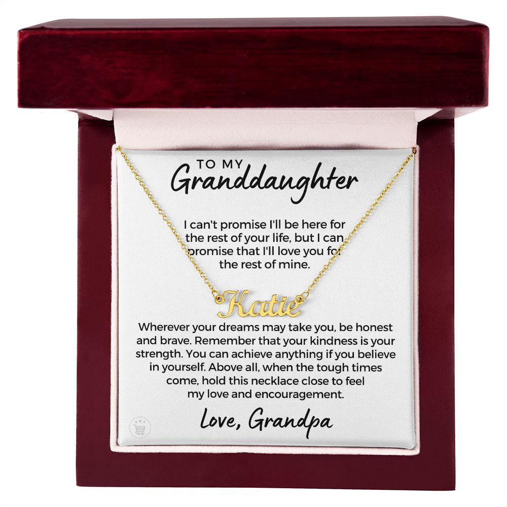 Personalized Granddaughter Gift From Grandpa  | My Promise Name Necklace 0690NNT20