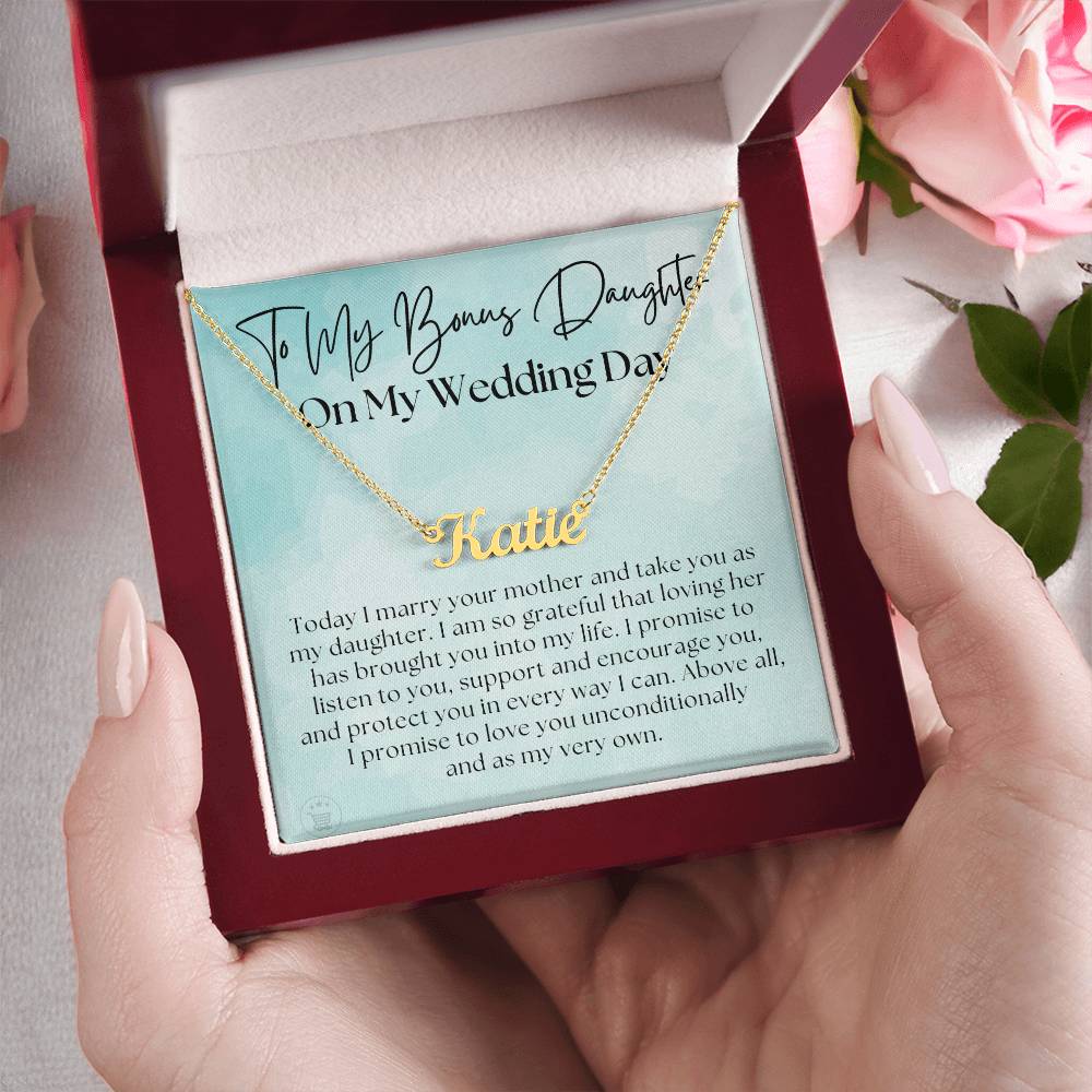 Personalized Stepdaughter Wedding Gift | Promise Name Necklace 0633NNT11