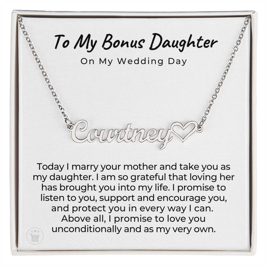 Personalized Stepdaughter Wedding Gift | Promise Name Necklace 0551HNNT16