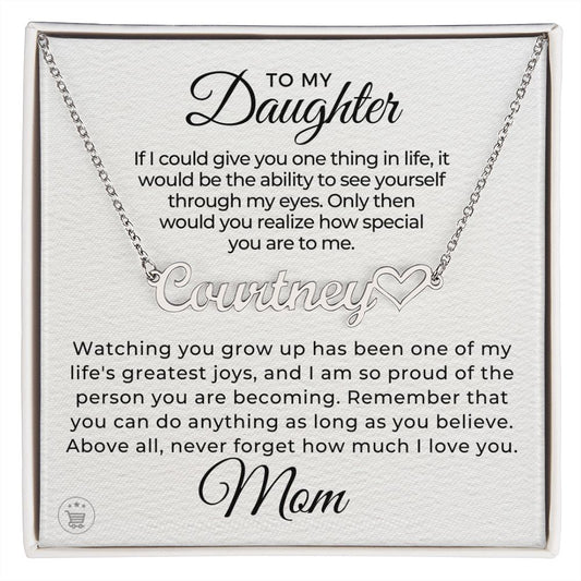 Personalized Daughter Gift From Mom | Believe Name Necklace 0576HNNT5