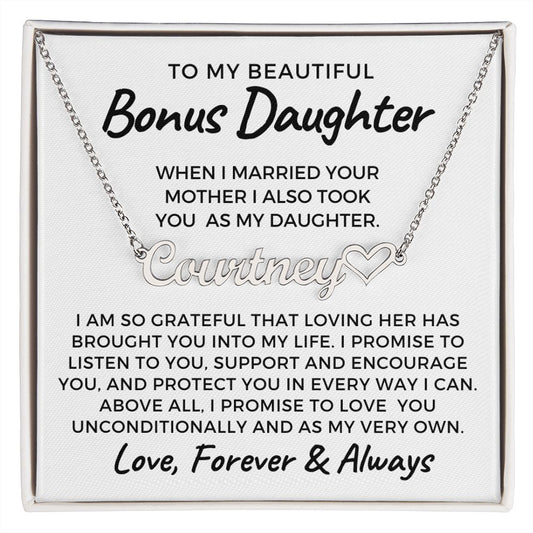 Personalized Stepdaughter Wedding Gift | Promise Name Necklace 0717HNNT1