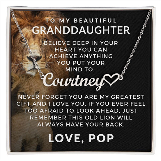 Personalized Granddaughter Gift From Pop | Greatest Gift Name Necklace 0728HNNT1