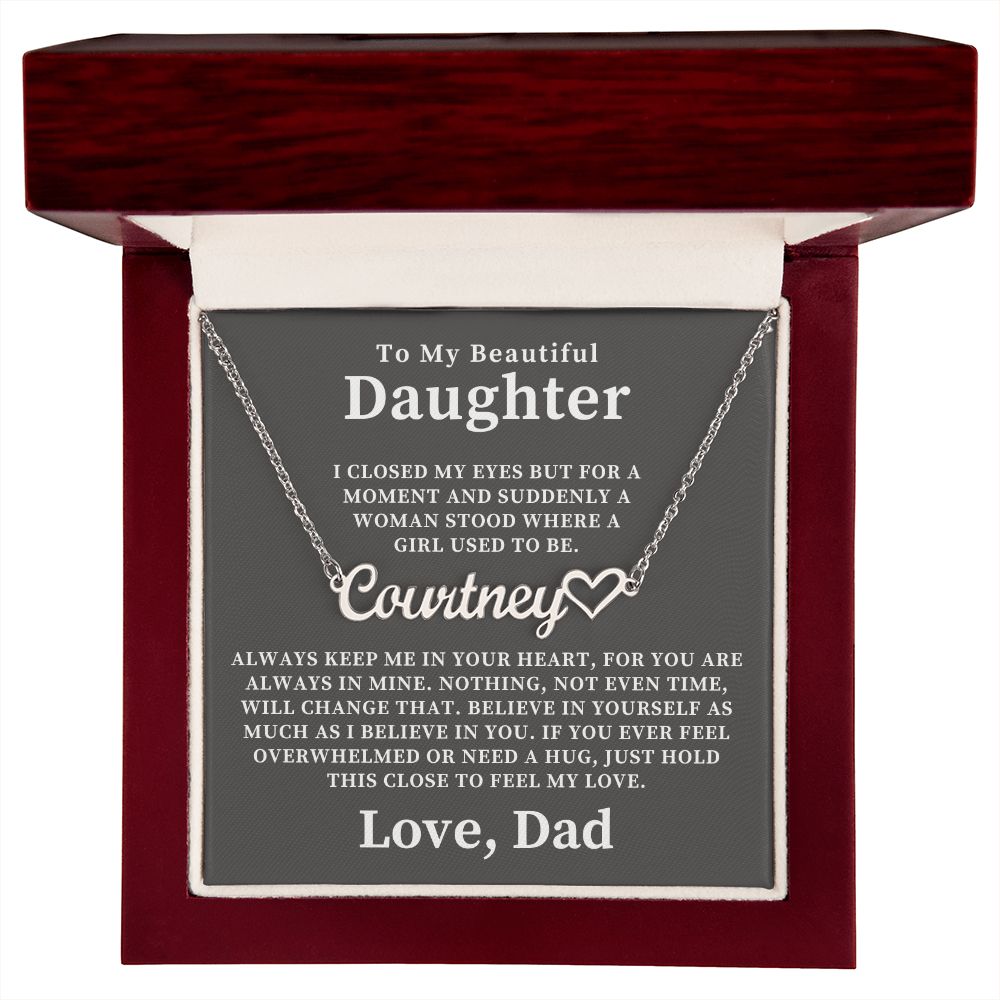 Personalized Daughter Gift From Dad | Keep Me Name Necklace 0727HNNT4