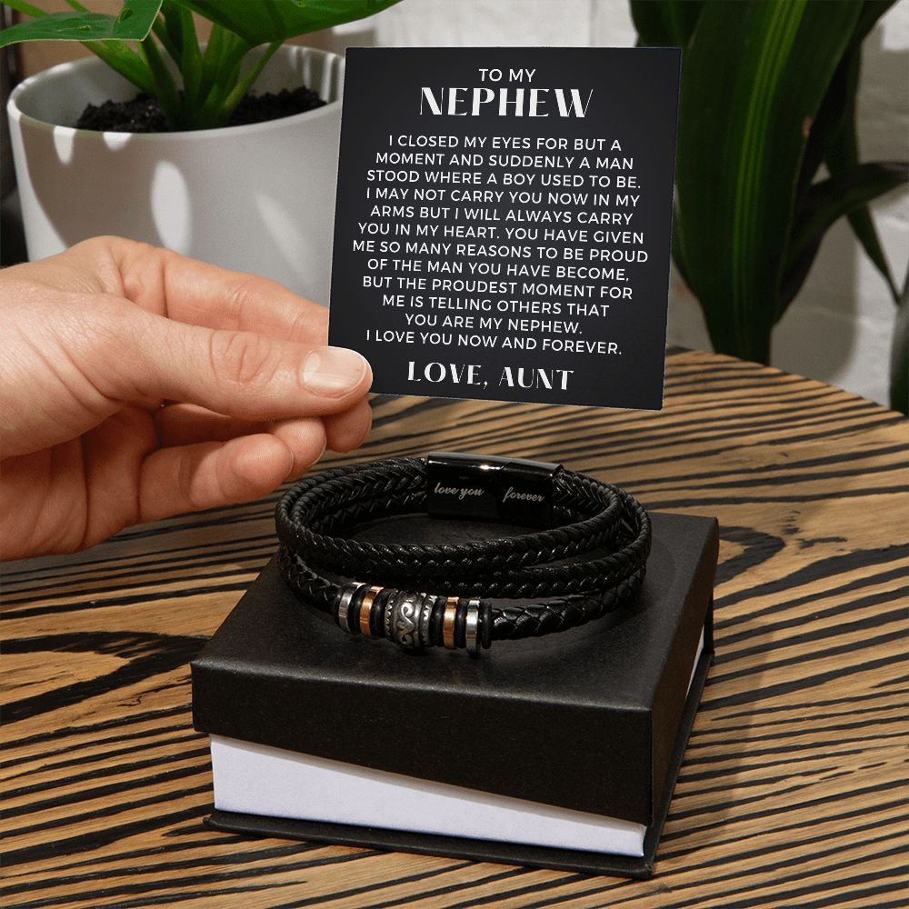 Gift For Nephew From Aunt | Proudest Leather Bracelet 0861BT1