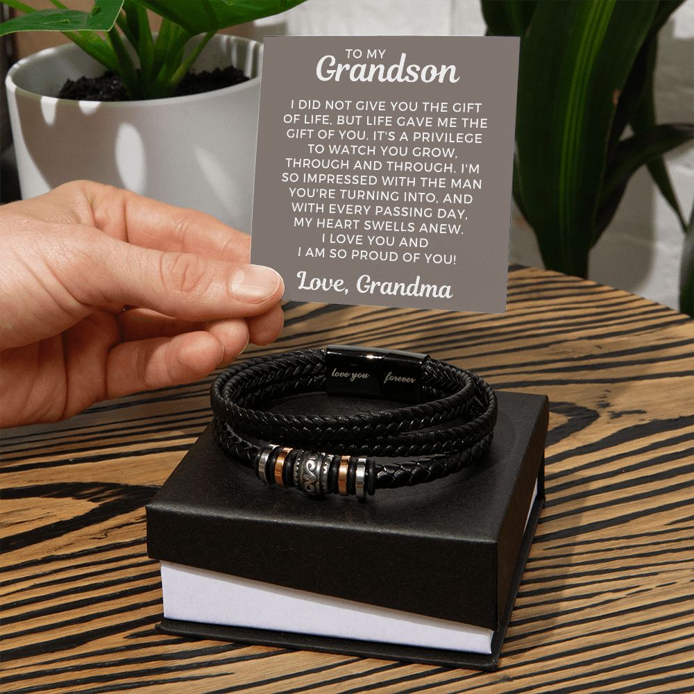 Gift For Grandson From Grandma | The Gift Leather Bracelet 0863BT4