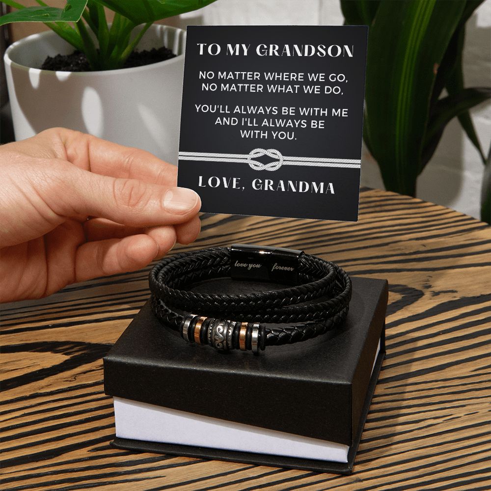 Gift For Grandson From Grandma | Always Leather Bracelet 0869BT2