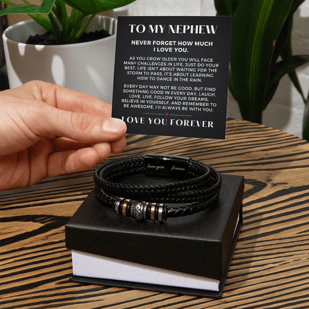 Gift For Nephew From Aunt | Forever Leather Bracelet 0867BT2