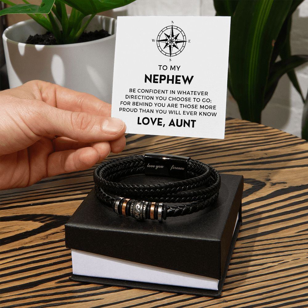 Gift For Nephew From Aunt | Proud Leather Bracelet 0858BT1