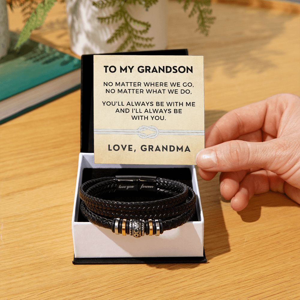 Gift For Grandson From Grandma | Always Leather Bracelet 0869BT1