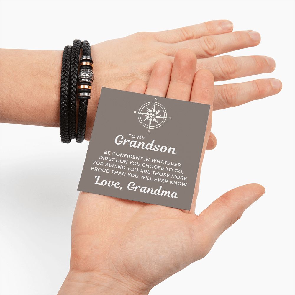 Gift For Grandson From Grandma | Proud Leather Bracelet 0857BT4