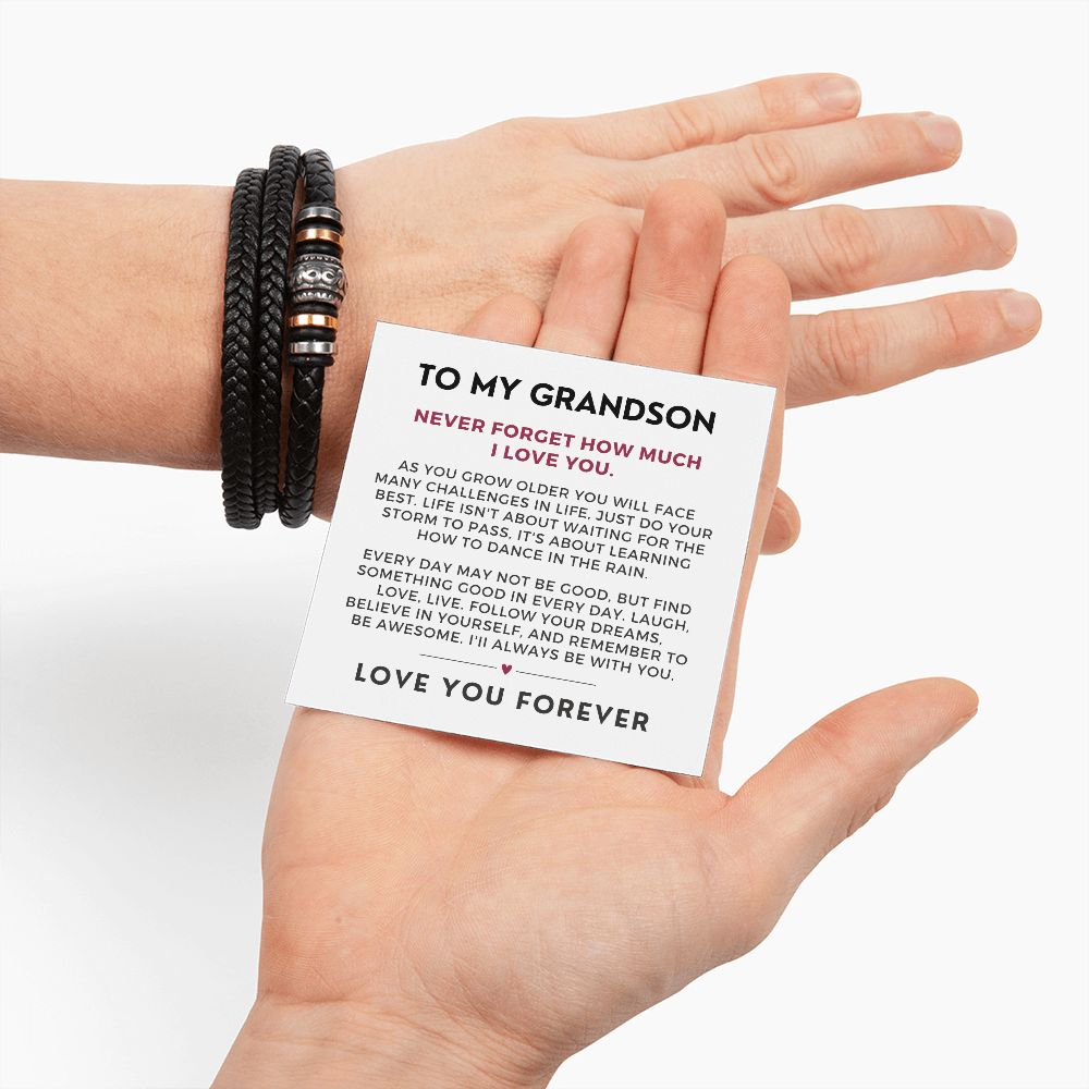 Gift For Grandson From Grandma | Forever Leather Bracelet 0866BT1