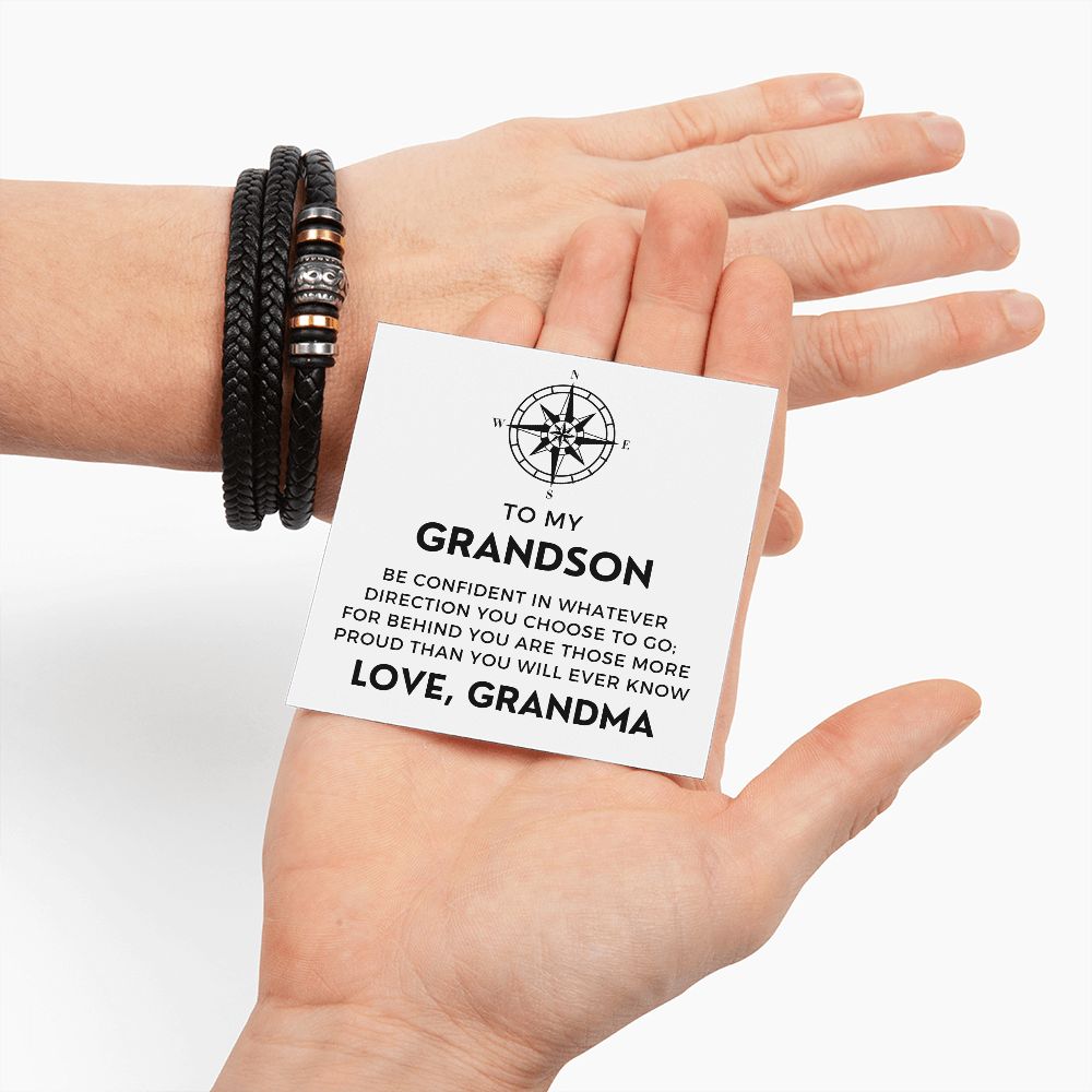 Gift For Grandson From Grandma | Proud Leather Bracelet 0857BT1