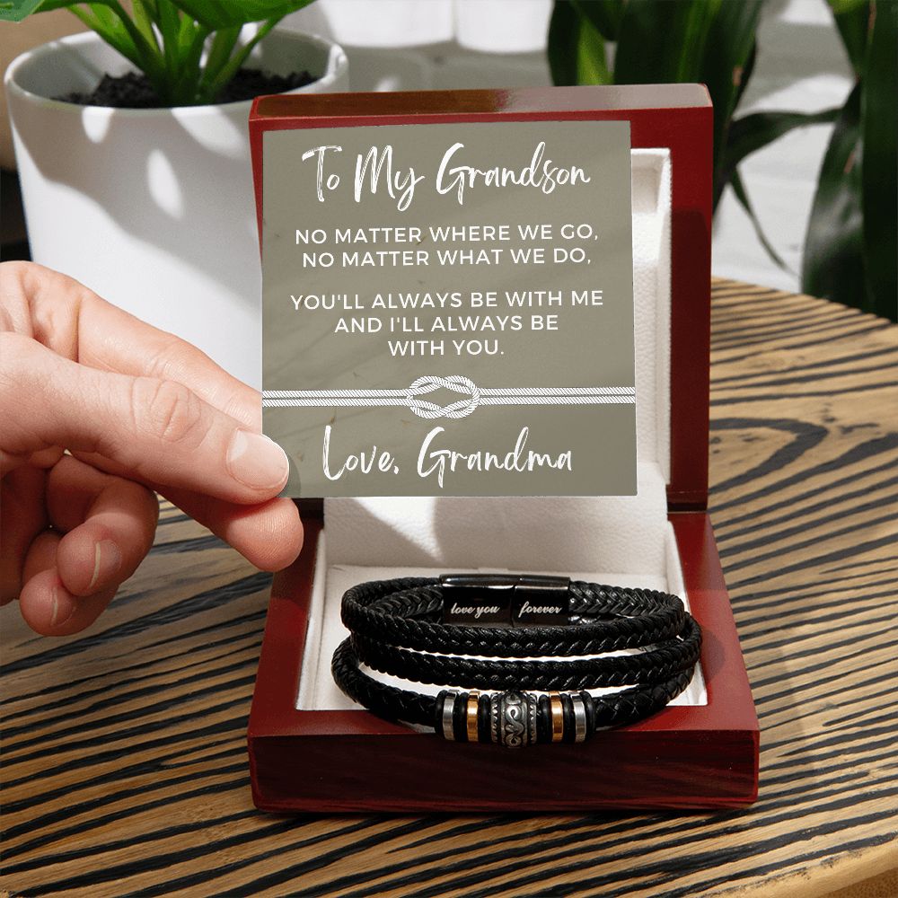 Gift For Grandson From Grandma | Always Leather Bracelet 0869BT5