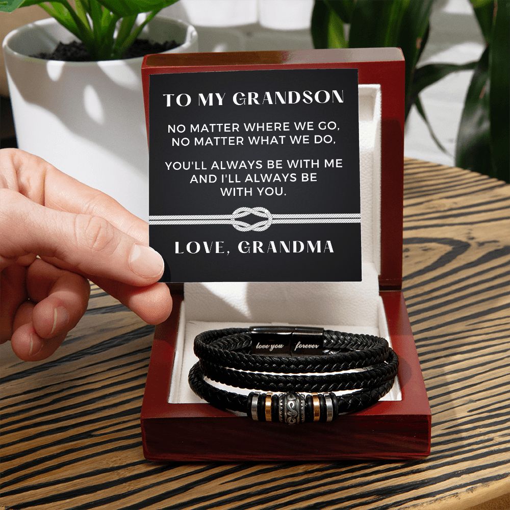 Gift For Grandson From Grandma | Always Leather Bracelet 0869BT2